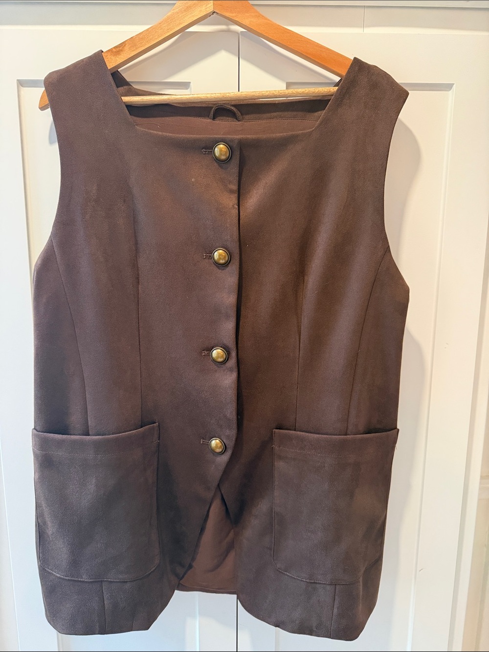 Anthropologie Womens Brown Sleeveless Button Front Vest
